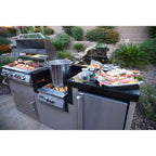 KoKoMo BBQ Island - 7'6" Outdoor Kitchen with 4-Burner Grill, Wok Burner & Refrigerator
