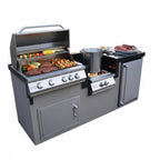 KoKoMo BBQ Island - 7'6" Outdoor Kitchen with 4-Burner Grill, Wok Burner & Refrigerator