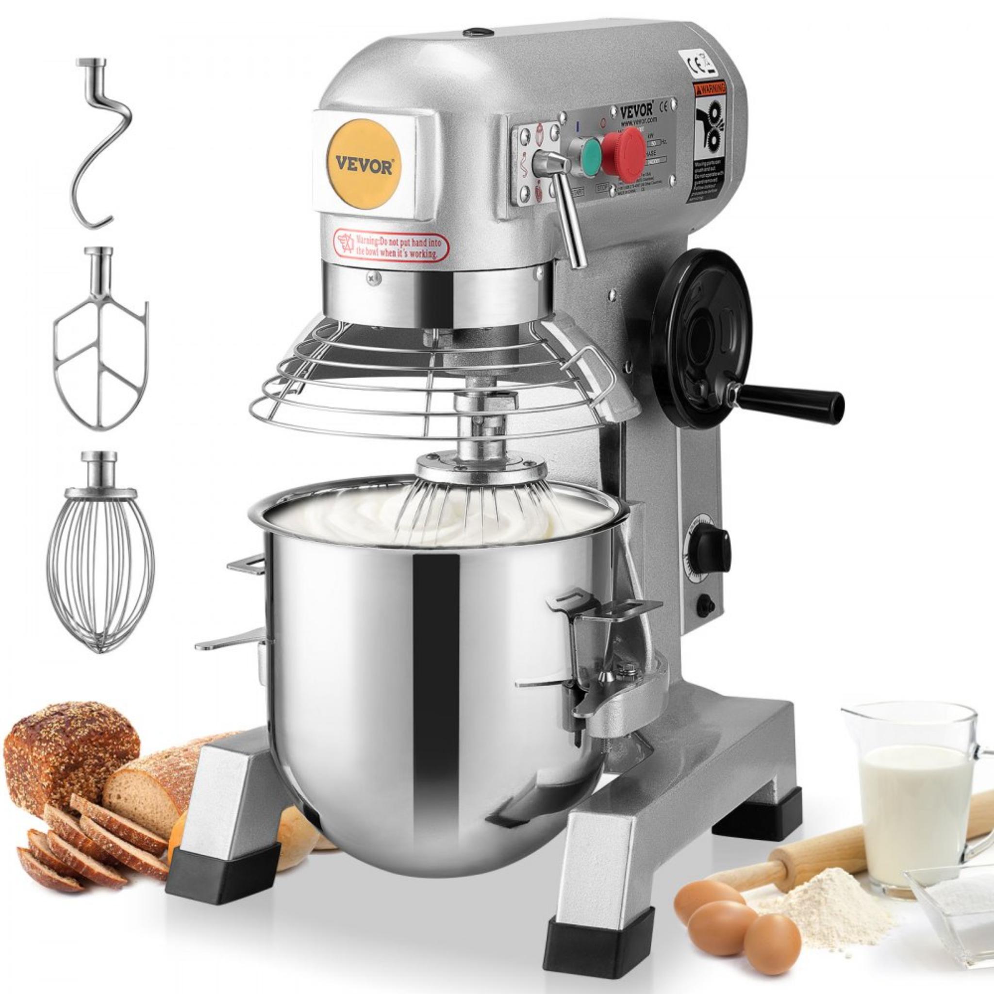 Commercial Food Mixer, 30Qt Commercial Mixer with Timing Function, 1100W Stainless Steel Bowl Heavy Duty Electric Food Mixer Commercial with 3 Speeds Adjustable 105/180/408 RPM